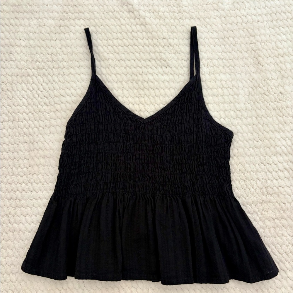 Tilly's Black Smocked Peplum Camisole Tank Top